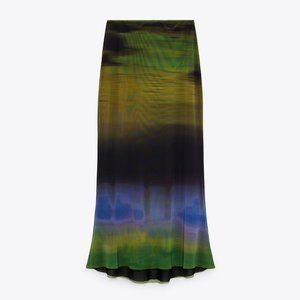 ZARA PRINTED TULLE MIDI SKIRT ✨ NWT!